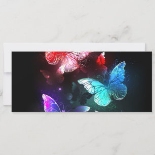 Three Glowing Butterflies on night background Invitation