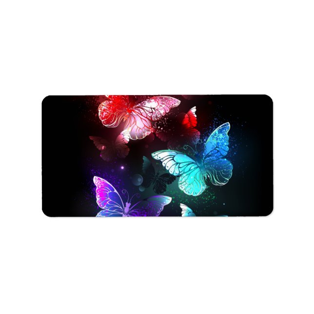 Three Glowing Butterflies on night background Label (Front)