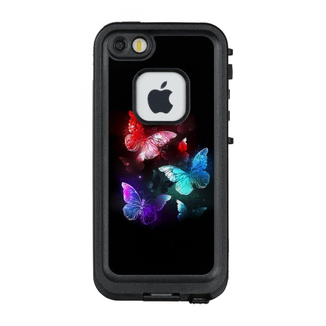 Three Glowing Butterflies on night background LifeProof iPhone Case (Back)