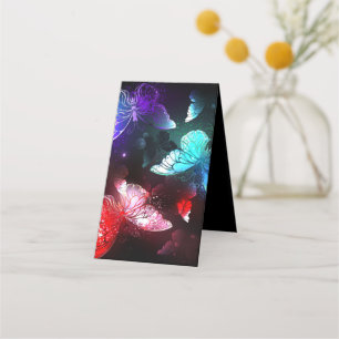 Three Glowing Butterflies on night background Loyalty Card