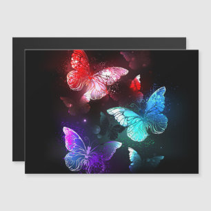 Three Glowing Butterflies on night background Magnetic Invitation
