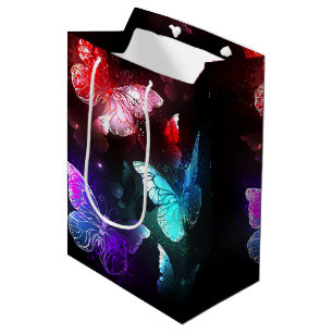 Three Glowing Butterflies on night background Medium Gift Bag