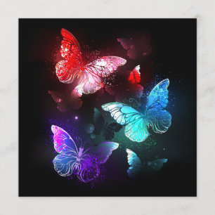 Three Glowing Butterflies on night background Menu