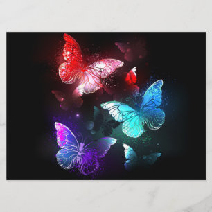 Three Glowing Butterflies on night background Menu