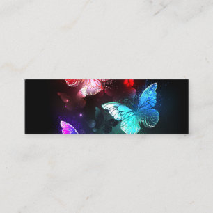 Three Glowing Butterflies on night background Mini Business Card