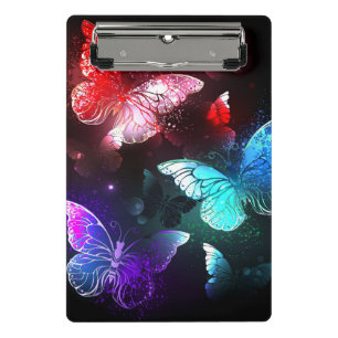 Three Glowing Butterflies on night background Mini Clipboard