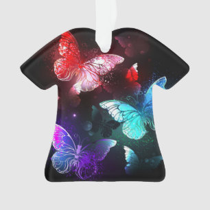 Three Glowing Butterflies on night background Ornament