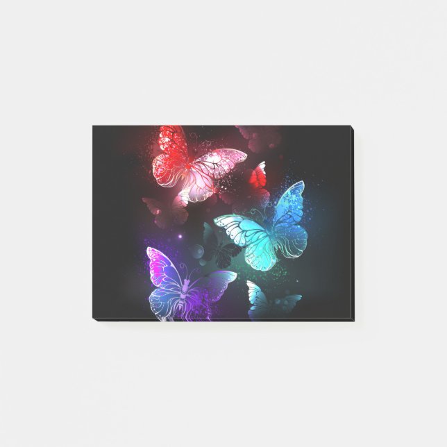 Three Glowing Butterflies on night background Post-it Notes (Front)