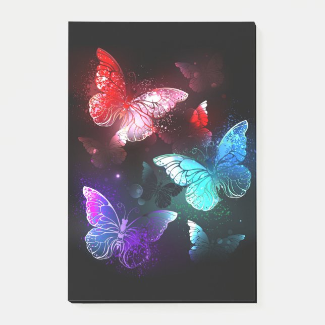 Three Glowing Butterflies on night background Post-it Notes (Front)