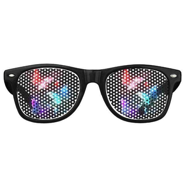 Three Glowing Butterflies on night background Retro Sunglasses (Front)