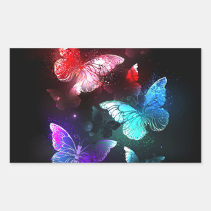 Three Glowing Butterflies on night background Sticker