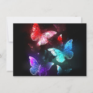 Three Glowing Butterflies on night background Thank You Card