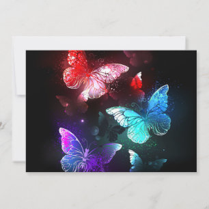 Three Glowing Butterflies on night background Thank You Card
