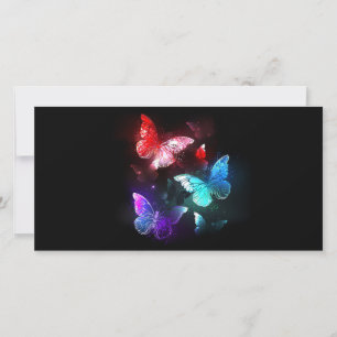 Three Glowing Butterflies on night background Thank You Card