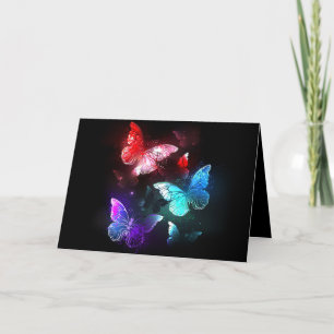 Three Glowing Butterflies on night background Thank You Card
