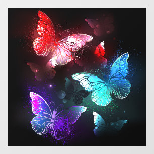 Three Glowing Butterflies on night background Window Cling