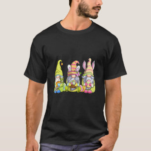 Three Gnome Easter Cute Bunny Egg Hunting Happy Ea T-Shirt
