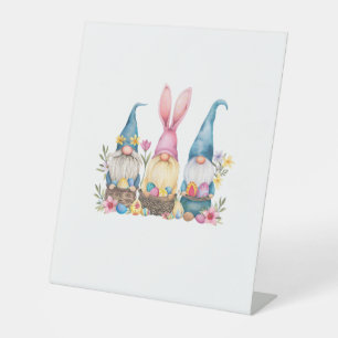 Three Gnome Easter Gnome Easter Egg T-Shirt Pedestal Sign