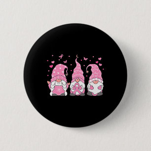 Three Gnome Pink Ribbon Warrior Breast Cancer Awar 2 Inch Round Button
