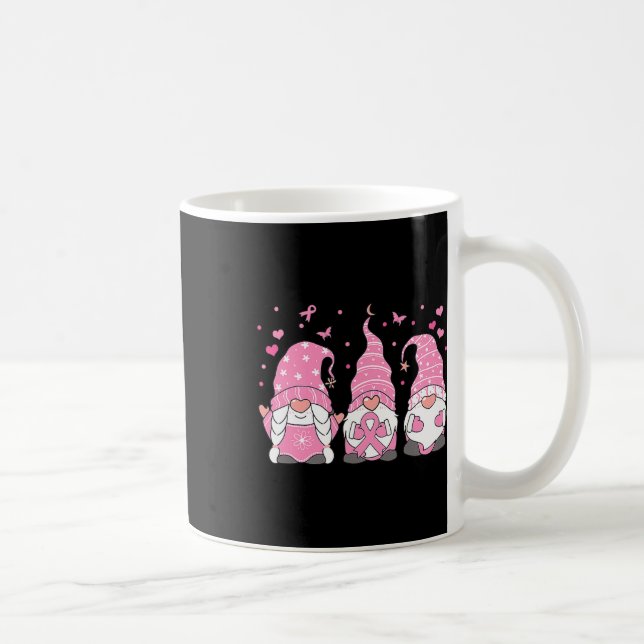 Three Gnome Pink Ribbon Warrior Breast Cancer Awar Coffee Mug (Right)