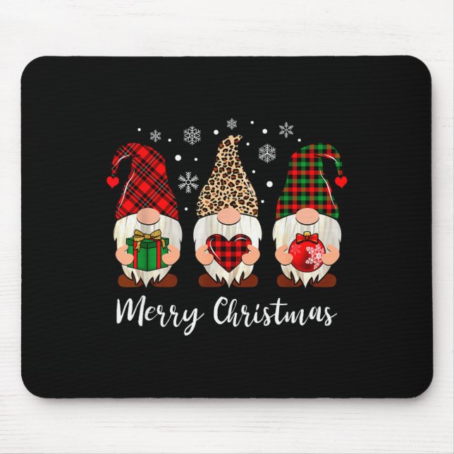 Three Gnome Shirt For Women Merry Christmas Buffal Mouse Pad (Front)
