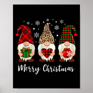 Three Gnome Shirt For Women Merry Christmas Buffal Poster