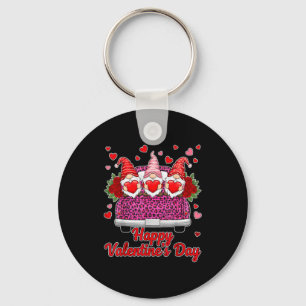 Three Gnomes And Leopard Truck Happy Valentine's D Keychain