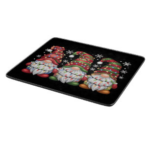 Three Gnomes Buffalo Plaid Red Christmas Cutting Board