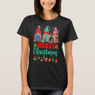 Three Gnomes Buffalo Plaid Red Christmas Lights Xm T-Shirt