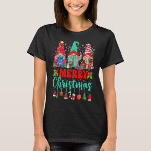 Three Gnomes Buffalo Plaid Red Christmas Lights Xm T-Shirt