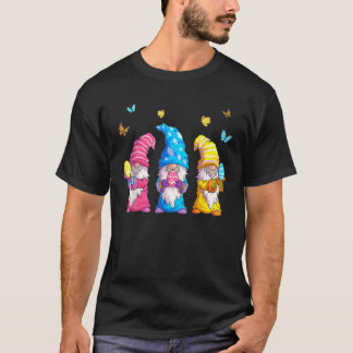 Three Gnomes Bunny Holding Easter Egg Hunting Happ T-Shirt