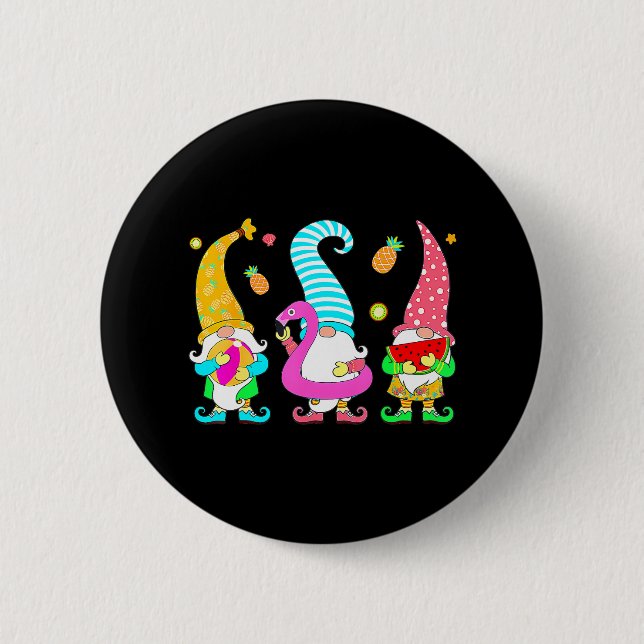 Three Gnomes Christmas In July Summer Funny 2 Inch Round Button (Front)