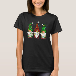 Three Gnomes Christmas Lights Men Women Buffalo Pl T-Shirt