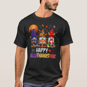 Three Gnomes Hallothanksmas Halloween Christmas Th T-Shirt
