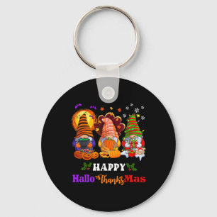 Three Gnomes Halloween Merry Christmas Happy Hallo Keychain