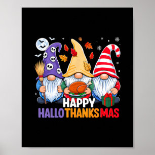 Three Gnomes Halloween Merry Christmas Happy Hallo Poster