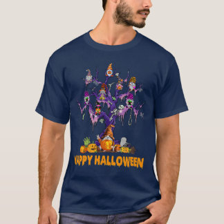Three Gnomes Happy Halloween Fall Candy Corn Pumpk T-Shirt