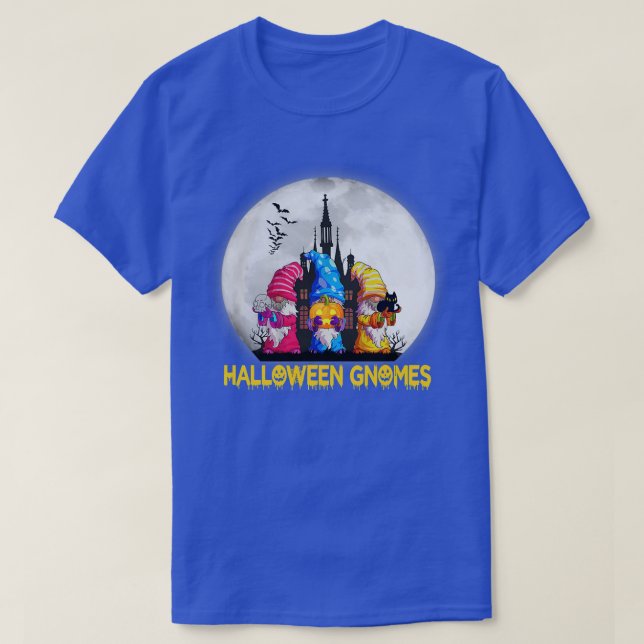 Three Gnomes Happy Halloween Fall Candy Corn Pumpk T-Shirt (Design Front)