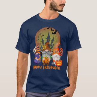 Three Gnomes Happy Halloween Fall Candy Corn Pumpk T-Shirt