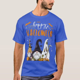 Three Gnomes Happy Halloween Pumpkin Skull Spider T-Shirt