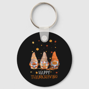 Three Gnomes Happy Thanksgiving Day Fall Autumn Gn Keychain