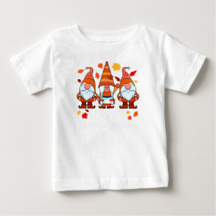 Three Gnomes Happy Thanksgiving Gnomes Fall Gnome Baby T-Shirt