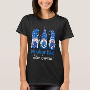 Three Gnomes Holding Blue Puzzle Autism Awareness T-Shirt