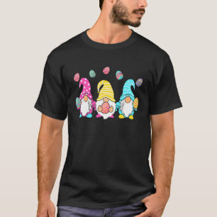 Three Gnomes Holding Egg Bunny Rabbit Happy Easter T-Shirt