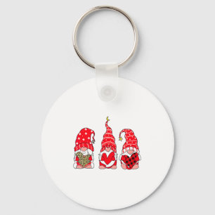 Three Gnomes Holding Heart Leopard Happy Valentine Keychain