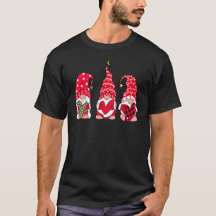 Three Gnomes Holding Heart Leopard Happy Valentine T-Shirt