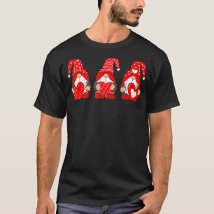 Three Gnomes Holding Heart Leopard Happy Valentine T-Shirt