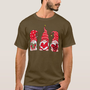 Three Gnomes Holding Heart Leopard Happy Valentine T-Shirt