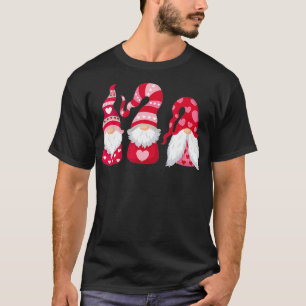 Three Gnomes Holding Heart Leopard Happy Valentine T-Shirt