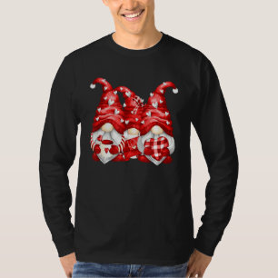 Three Gnomes Holding Heart Leopard Happy Valentine T-Shirt